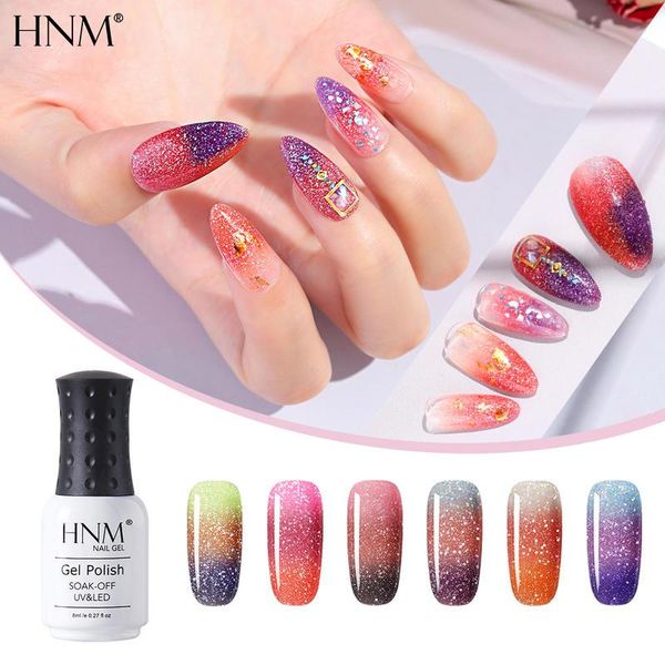 

hnm 8ml gel nail polish laser tri-color thermo gel nail polish varnish primer uv led soak off semi permanent, Red;pink