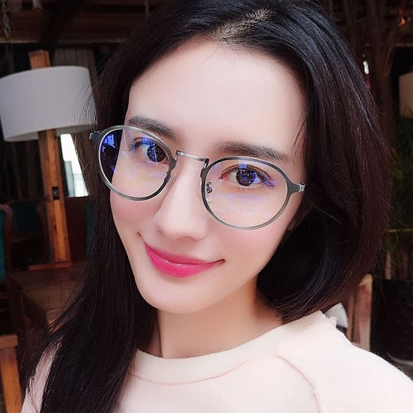 

1610 anti-blue myopia metal round frame plain glasses fashionable glasses frame with myopia, Silver