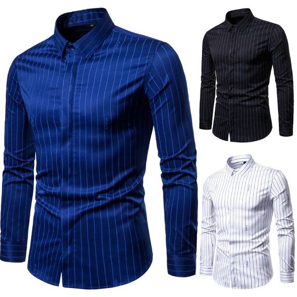 

new stretch european code men's shirts striped slim casual men shirt long sleeve, White;black