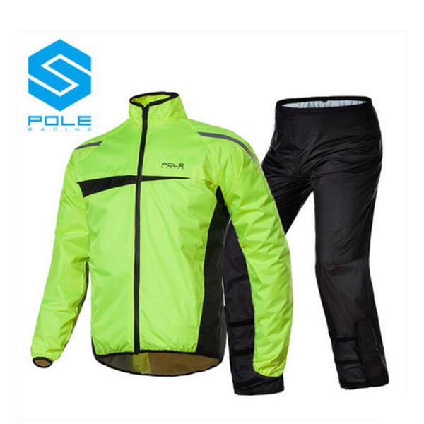 

2019 new pole racing cycling motorcycle raincoat pants suit reflective split motorbike raincoats jacket pant of 201t spinned pu