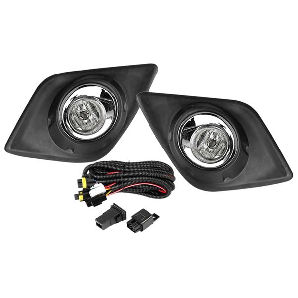 

1pair for hilux revo m70 m80 2015-2018 fog light lamp with bulb harness switch chrome trim front bumper work light