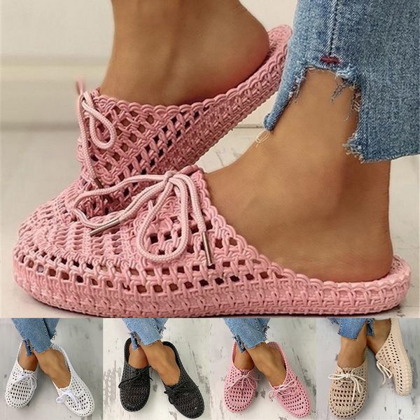 

siddons womens shoes summer sandals fashion hollow out breathable beach slippers flip flops massage lace-up slippers sandal girl, Black