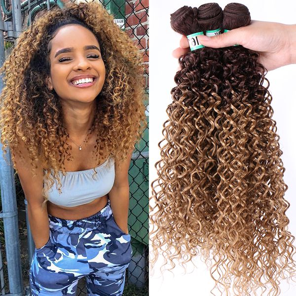 2020 Rebeauty Ombre Curly Hair Weaves 3 Bundles Color 4 27