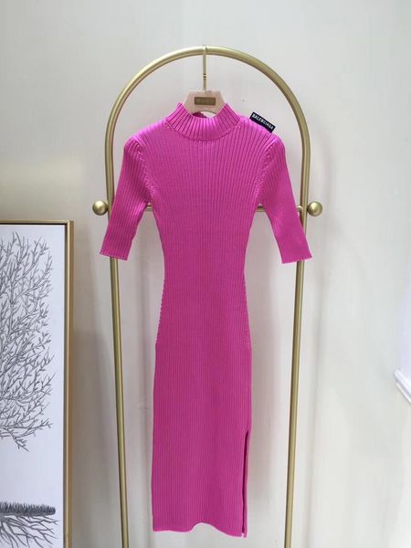 

designer 2019 plum/black half sleeves knitting long dress milan runway shoulder logo long pullovers womens 82992, Black;gray