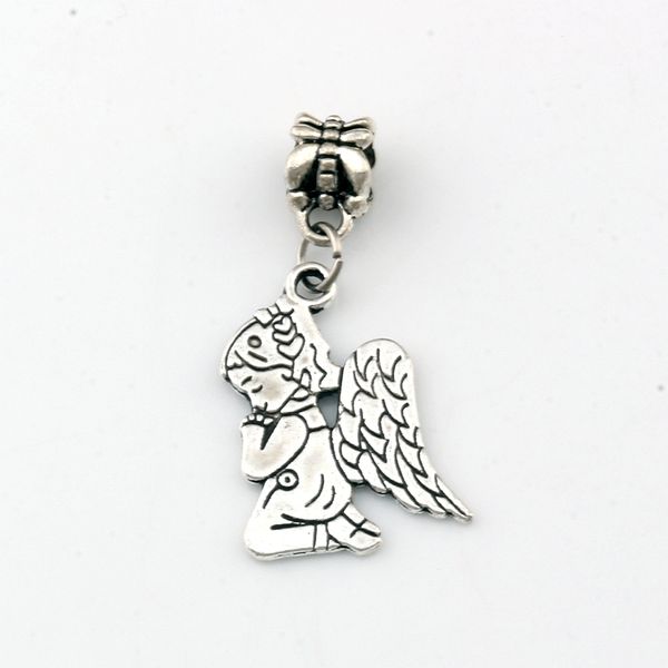 

100pcs/lots Antique silver Praying Angel Dangle Charm Beads Fit Charm necklace DIY Accessories 16.8x36mm A-496a