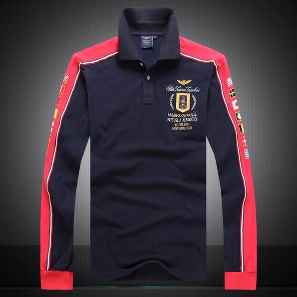 

men's autumn new embroidered air force no. 1 polo shirt cotton men's long sleeve t-shirt lapel ing, White;black