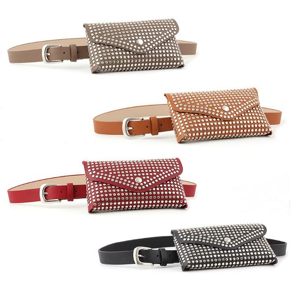 

noenname_ women girls rivet waist fanny pack belt bag pouch travel hip bum bags women small purse