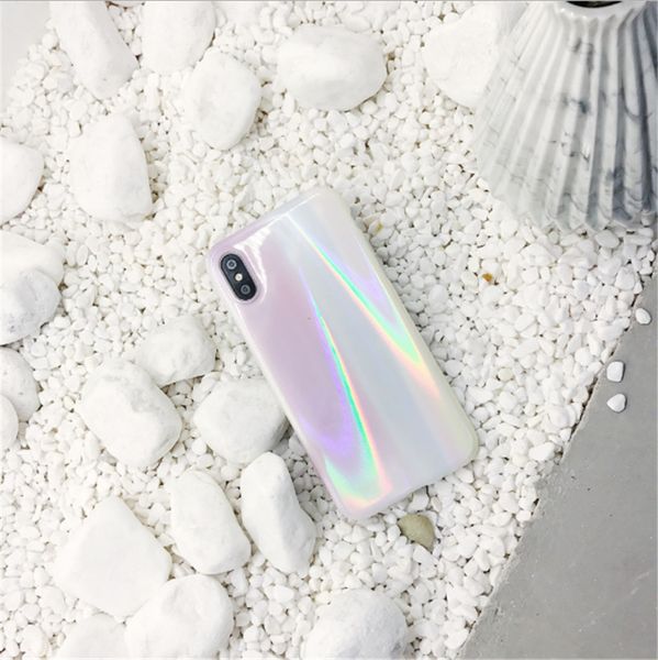 

the pink bling laser is applicable to iphone8plus mobile phone case 7p aurora apple x silicone anti-fall 6s full bag