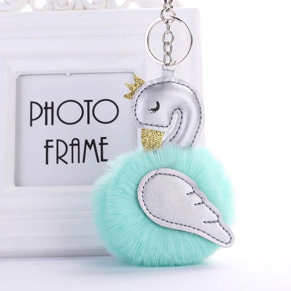 Coelho bonito Pink Flamingo Keychain Mulheres Titular Fur Pompoms Swan Car Chaveiro Saco pendente do encanto do partido Acessórios presente