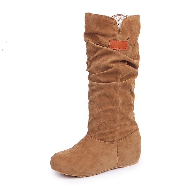 

ladies pring autumn party round toe boots plus size 35-43 women flat wedge nubuck ankle motorcycle boots shoes, Black