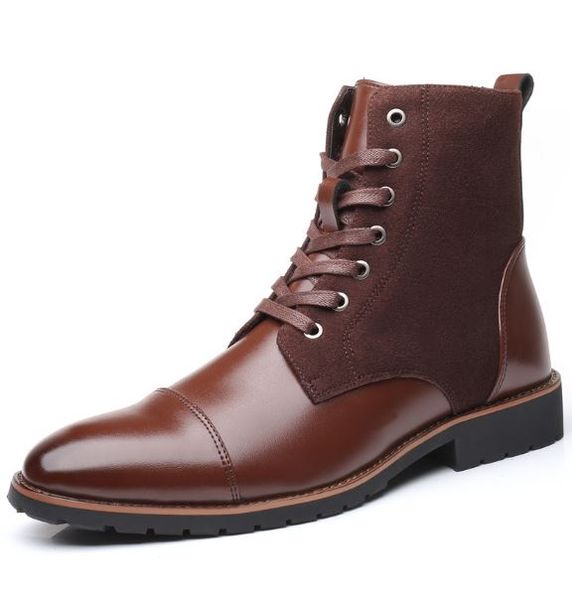 

2019 new man ankle boots man short boots men patchwork shoes lace up work shoes low heel men army boot zy010, Black