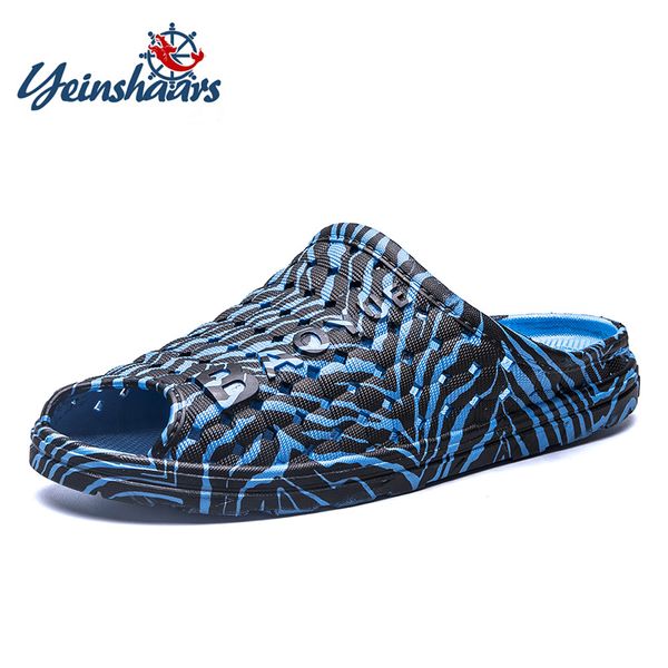 

yeinshaars mens summer sandals men quick drying bathroom slippers men beach sneakers light lazy half slippers male, Black