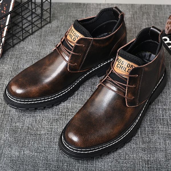 

cimim brand winter fashion outdoor men's boots genuine leather comfortable luxury leather boots office men work, Black