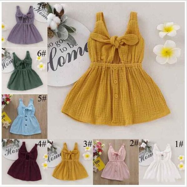 

baby girls dresses summer solid sundresses sleeveless bowknot dress kids retro ruffles dress fashion boutique summer sundress clsyp795, Red;yellow