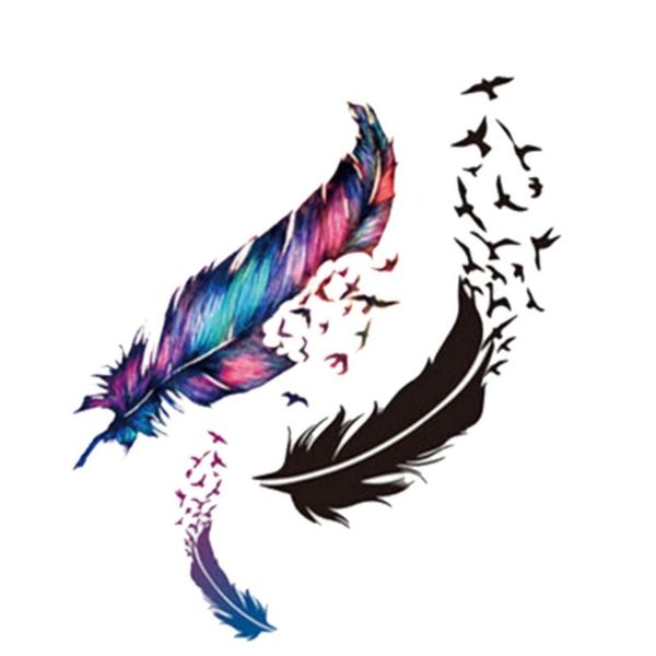 

personality body art temporary tattoo waterproof birds feather tattoo sticker