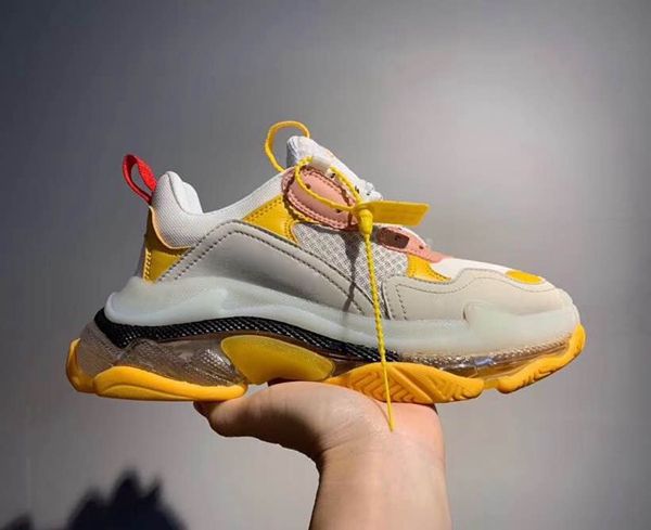 

2019 17fw crystal bottom green luxury dad fashion shoes platform triple s sneakers for mens womens vintage kanye old grandpa trainer c13, Black