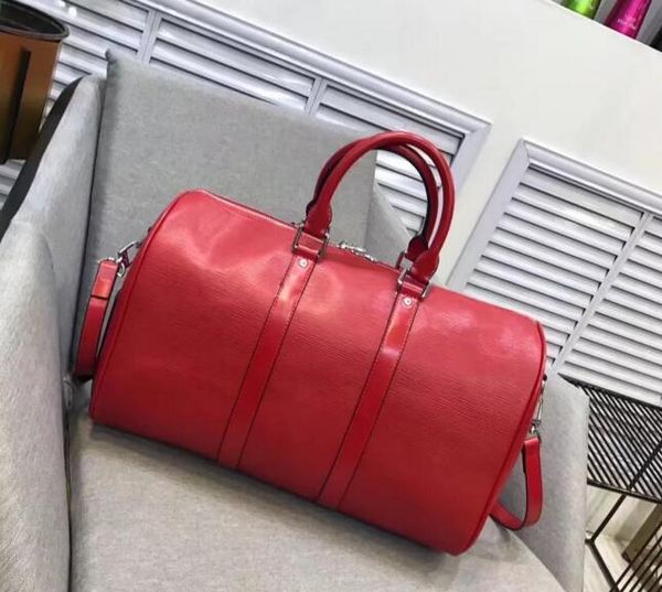 

fashion black water ripple keepall 45cm duffle bag red m53419 man and women duffel bags keepall with lock tag a2310