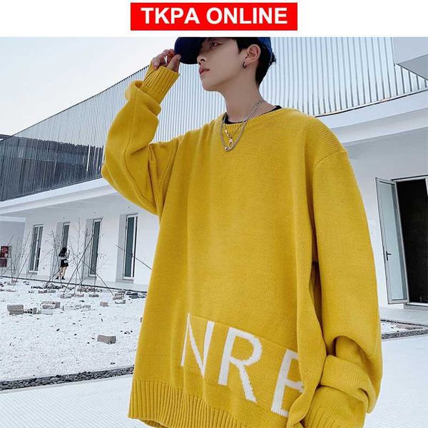 

oversized sweater pullover men 2020 winter korean fall sweater male pullover harajuku streetwear plus size sweaters, White;black