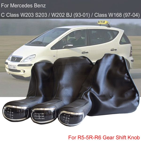 

black panel car 5/6 speed manual gear shift knob leather gaiter boot for c-class s203/w210 bj (93-01)/w168 (97-04