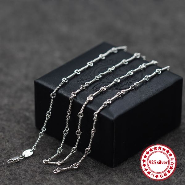 

s925 sterling silver necklace bead chain simple and elegant personality classic long section of lovers gifts to send gifts, Black