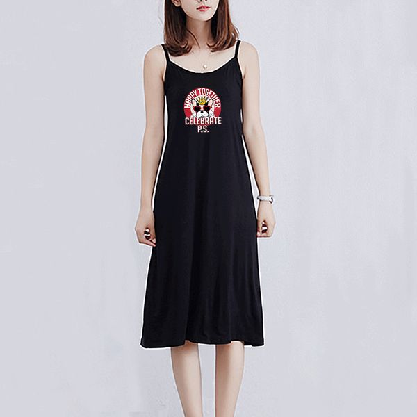 

fashion women's dress 2020 summer new breathable trend casual half-length skirt with cartoon animal dog print pattern dress size -xl, Black;gray