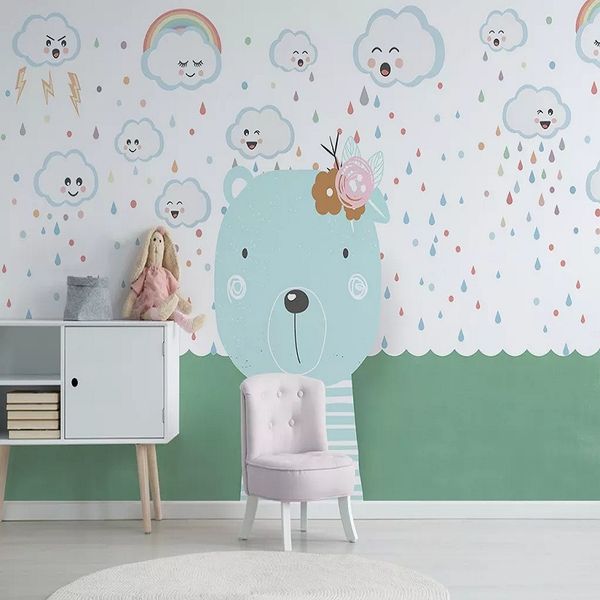 

custom large mural 3d wallpaper cartoon world raining cloud cute baby child bedroom mural tv back wall decor deep 5d embossed