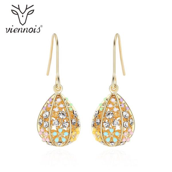 

dangle & chandelier viennois long earrings for women in flower hollow design gold colorfemale metallic party jewelry, Silver