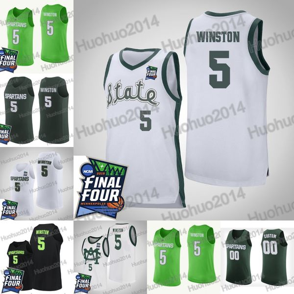 

2019 Final Four Michigan State Spartans Cassius Winston Draymond Green Magic Johnson Matt McQuaid Xavier Tillman College Basketball Jersey