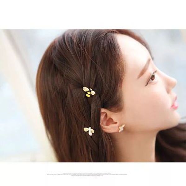 

small commodity wholesale han edition lovely color small bee hairpin liu haihai clip headdress a word clip female hair clip, Slivery;golden