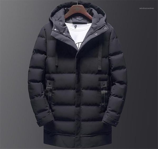 

color mens down causal thick boys jackets mens middle long parkas with hat fashion mens outerwear winter hooded solid, Black