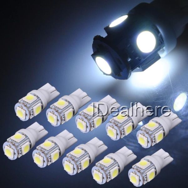 

10pcs 5smd led t10 194 147 w5w width reading license plate light auto backup light signal lamp super bright white 24v