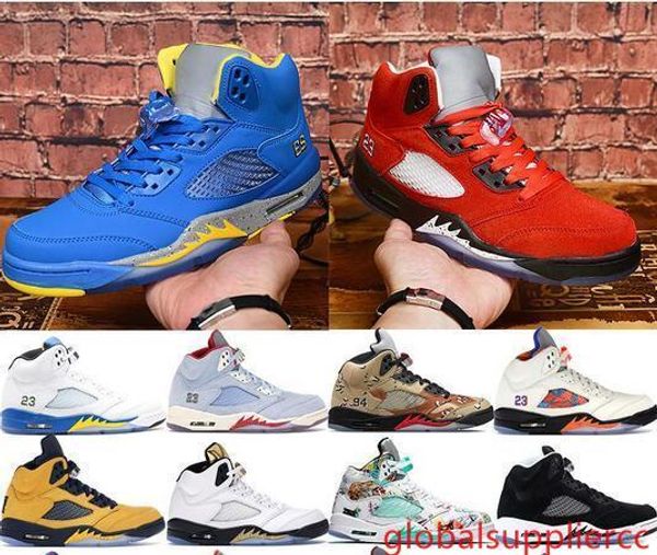 

men jsp laney varsity royal michigan 5 5s basketball shoes wings white cement international flight black grape olympic gold sport trainers