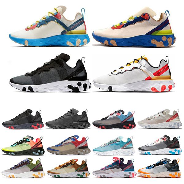 

designer react element 55 87 running shoes for mens womens tour yellow triple black white royal tint sail women sports sneakers size 36-45