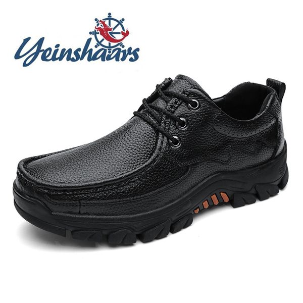 

new man casual shoes genuine leather shoes designers tooling leisure walk loafers office business oxford plus size 38-48, Black