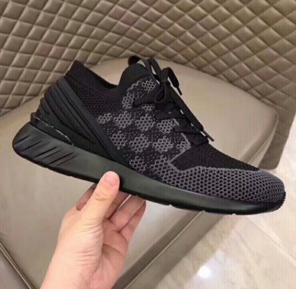 

men casual shoes designer sneakers men flat shoes original box silk and leather combination 38-45, Black
