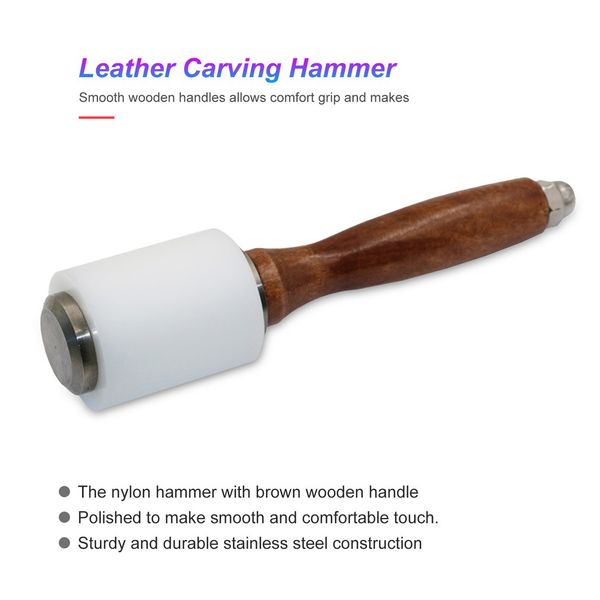

leather carving hammer diy craft cowhide punch cutting nylon hammer tool with wood handle leathercraft carving