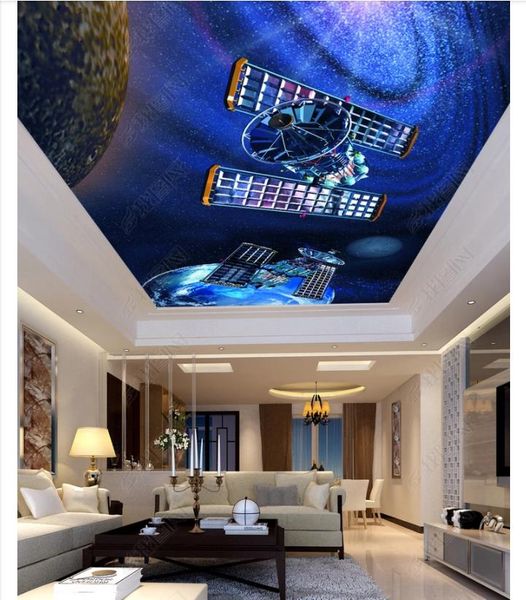 

3d p custom ceiling mural wallpaper interior decoration space satellite universe living room zenith ceiling background mural wall paper
