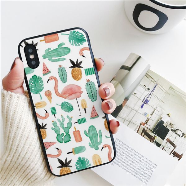 

capa luxury cartoon flamingo pattern cover for iphone 11 pro xs max xr case for iphone 8 7 6s plus 5s se 5 case soft silicone cover.