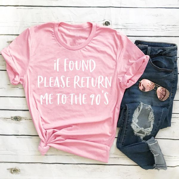 

funny young camiseta rosa feminina grunge tumblr aesthetic women fashion tees if found return to 90's t-shirt nostalgic slogan, White