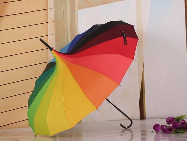 

sun umbrella rainbow pattern princess royal parasol lady pagoda long-handled umbrella christmas gift delivery eea198