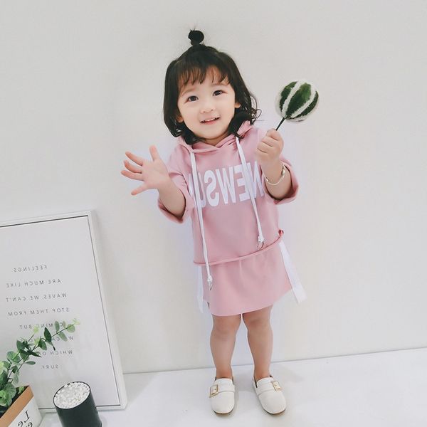 

2019 autumn new arrival girls fashion letter 2 pieces suit hoodies+skirt girl clothes, White