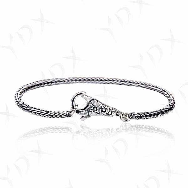 

ydx 100% 925 sterling silver couple bracelet retro lobster buckle bracelet suitable for charm beaded party gift, Black