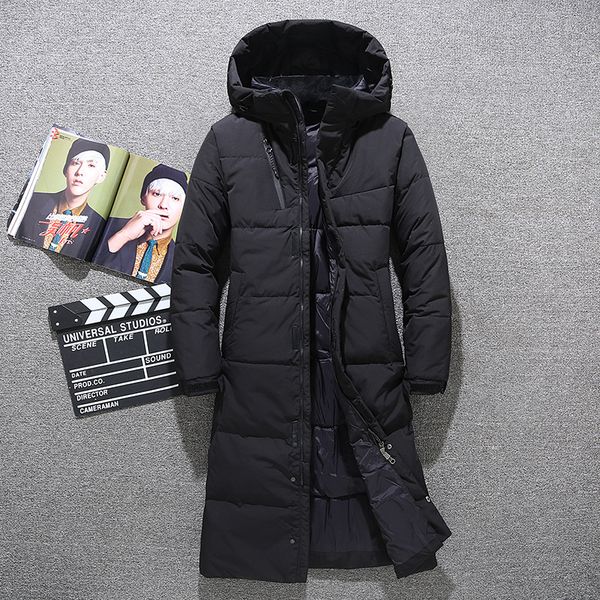 

down jacket men nice winter down jacket fashion casual hooded thick warm 91% white duck coat plus size 3xl, Black