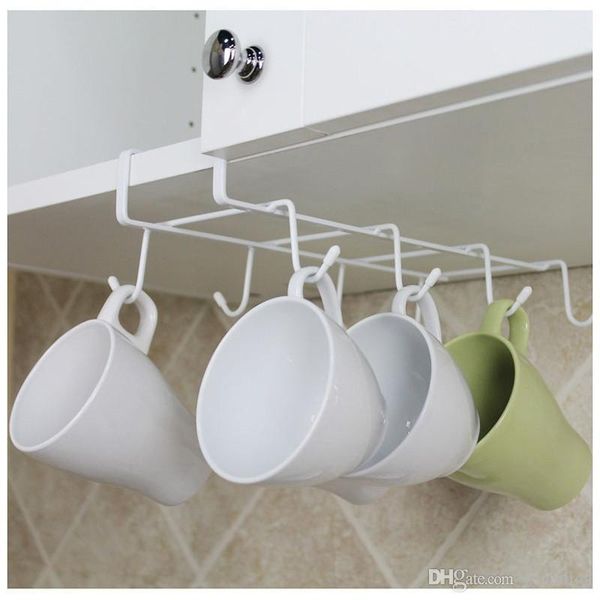 

кухня висячих организатор стойки кружки хранение держатель 8-hook под полкой кружки rack держателя высокого качества кухня инструмент 8-крюк