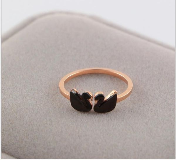 

titanium steel 18k rose gold ring ring high end black steel jewelry, Silver