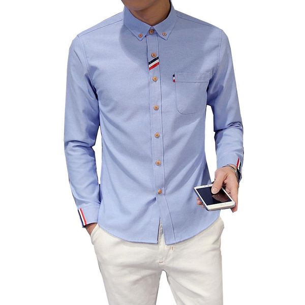 

2018 new fashion men shirt long sleeve trend slim fit male korean version fashion casual solid color oxford dress shirts