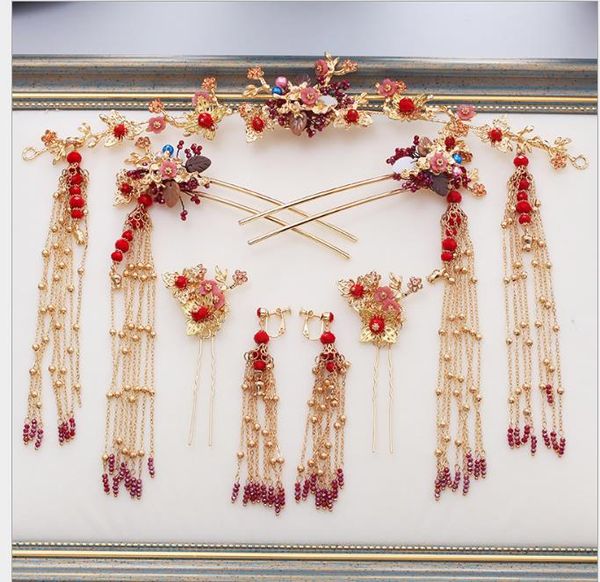 

headwear earrings, tassels, wedding dresses and hairdresses, Slivery;golden