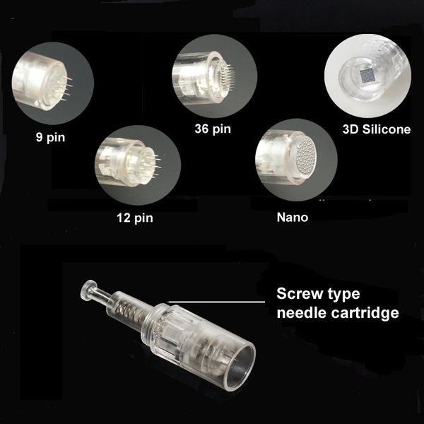

100pc crew port derma pen needle cartridge 9 12 36 42 nano round 3d ilicon needle