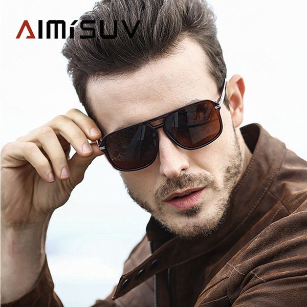 

aimisuv squar sunglasses men polarized mirror driving sun glasses man brand designer oversized retro goggles uv400, White;black