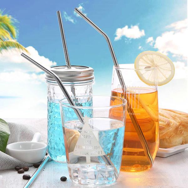 

stainless steel straw eco-friendly drinking straws 8.5 inch practical beer tool straight bend drinking straw for party 1000pcs
